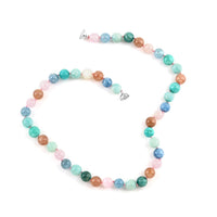331.00 ctw Multi Gemstones Beads 9-11mm Necklace 20 Inch in Rhodium Over Sterling Silver