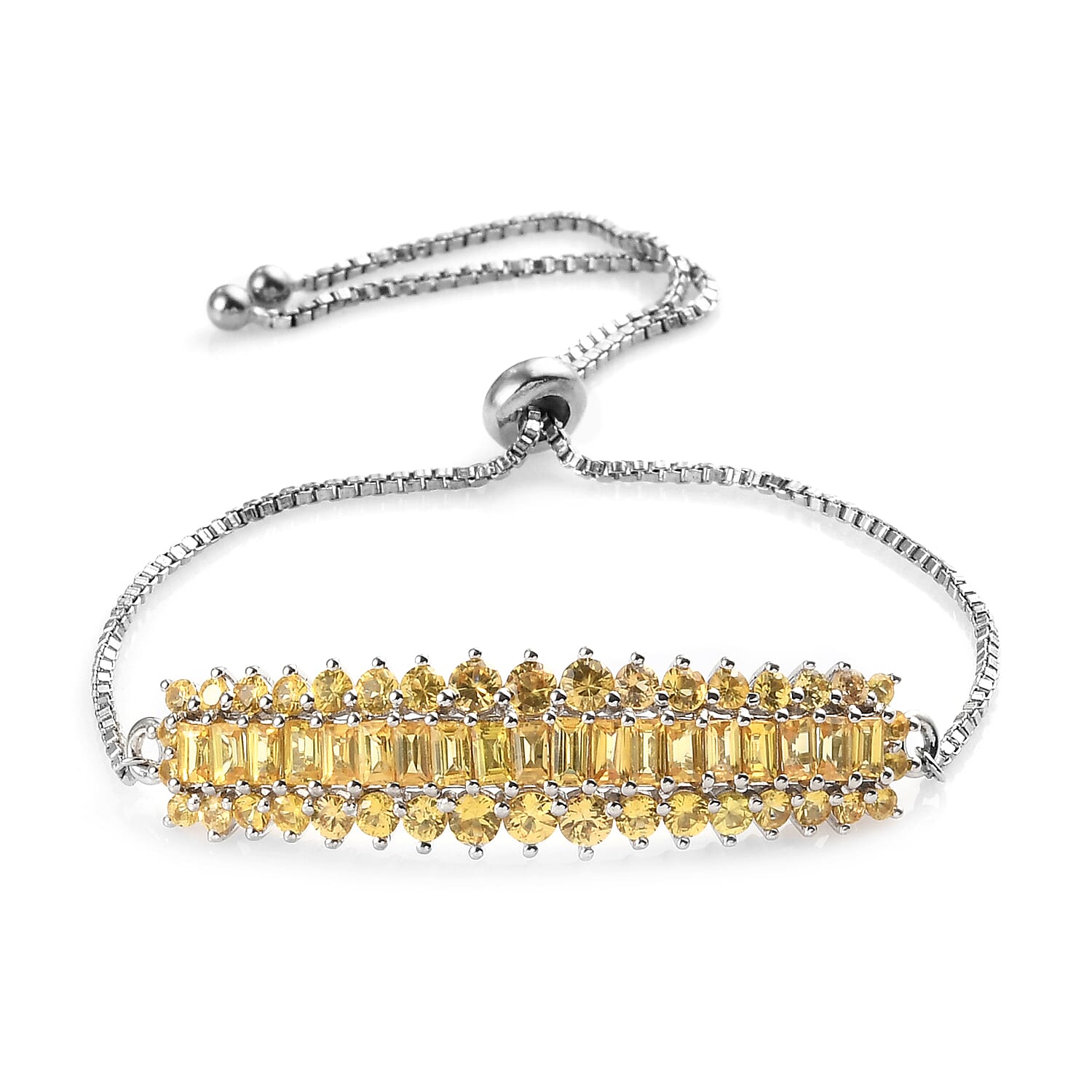 5.35 ctw Multi Sapphire Bolo Bracelet in Platinum Over Sterling Silver (1)