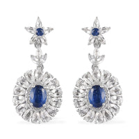 20.30 ctw Kyanite and White Topaz Earrings in Platinum Over Sterling Silver