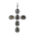 Malagasy Labradorite Cross Pendant in Stainless Steel 9.50 ctw - Sticky add to cart bar