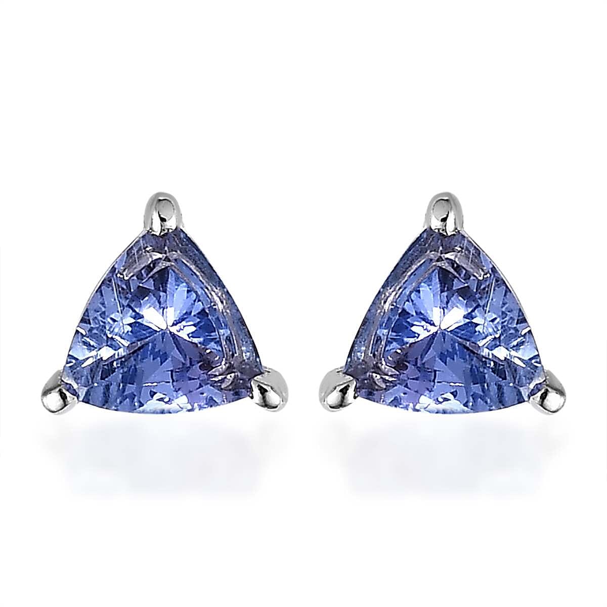 Tanzanite Solitaire Stud Earrings in Platinum Over Sterling Silver 0.65 ctw