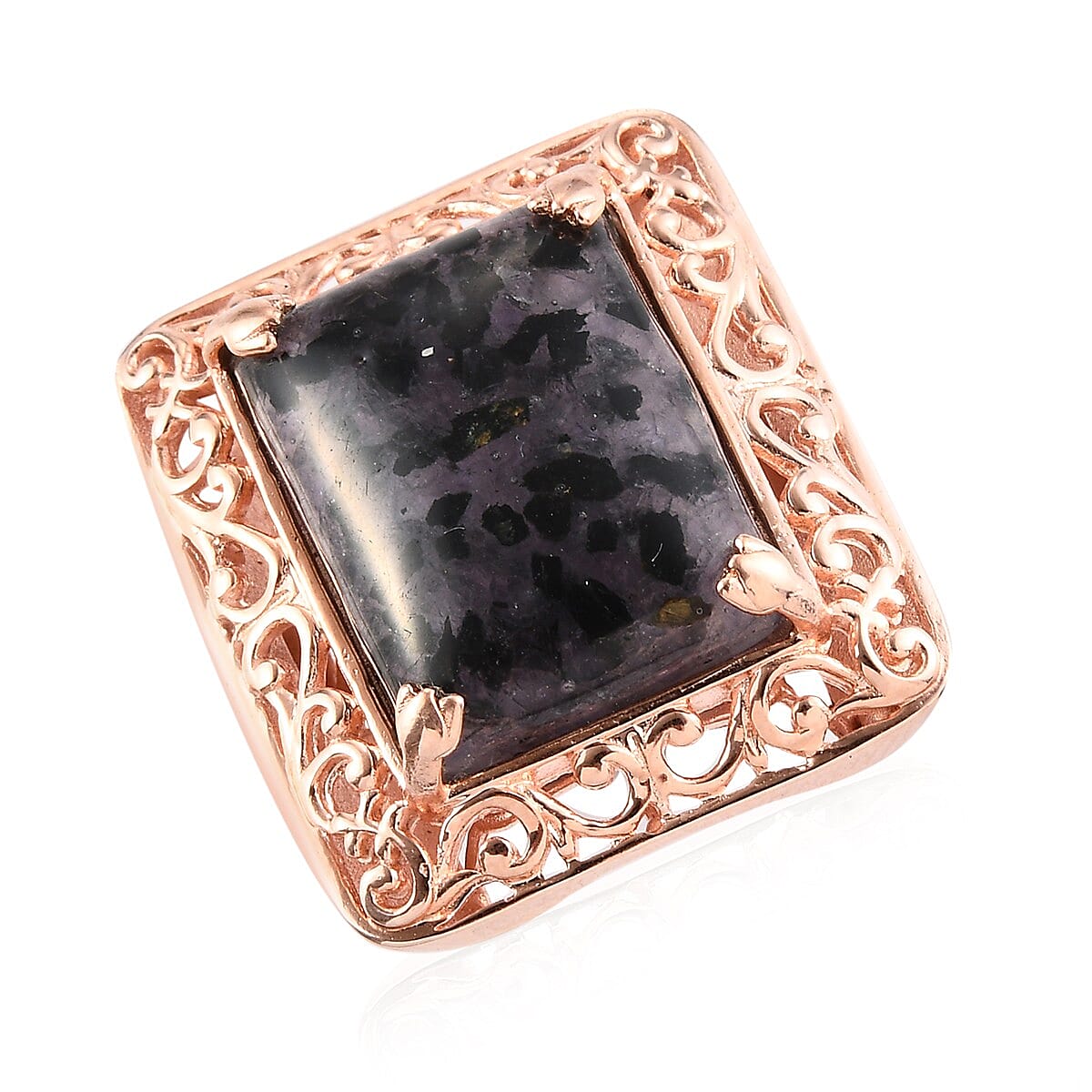 Constituted Grandidierite Solitaire Ring in 14K RG Over Copper With Magnet (Size 10.0) 10.80 ctw