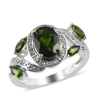 Natural Chrome Diopside Ring in Platinum Over Sterling Silver 1.10 ctw