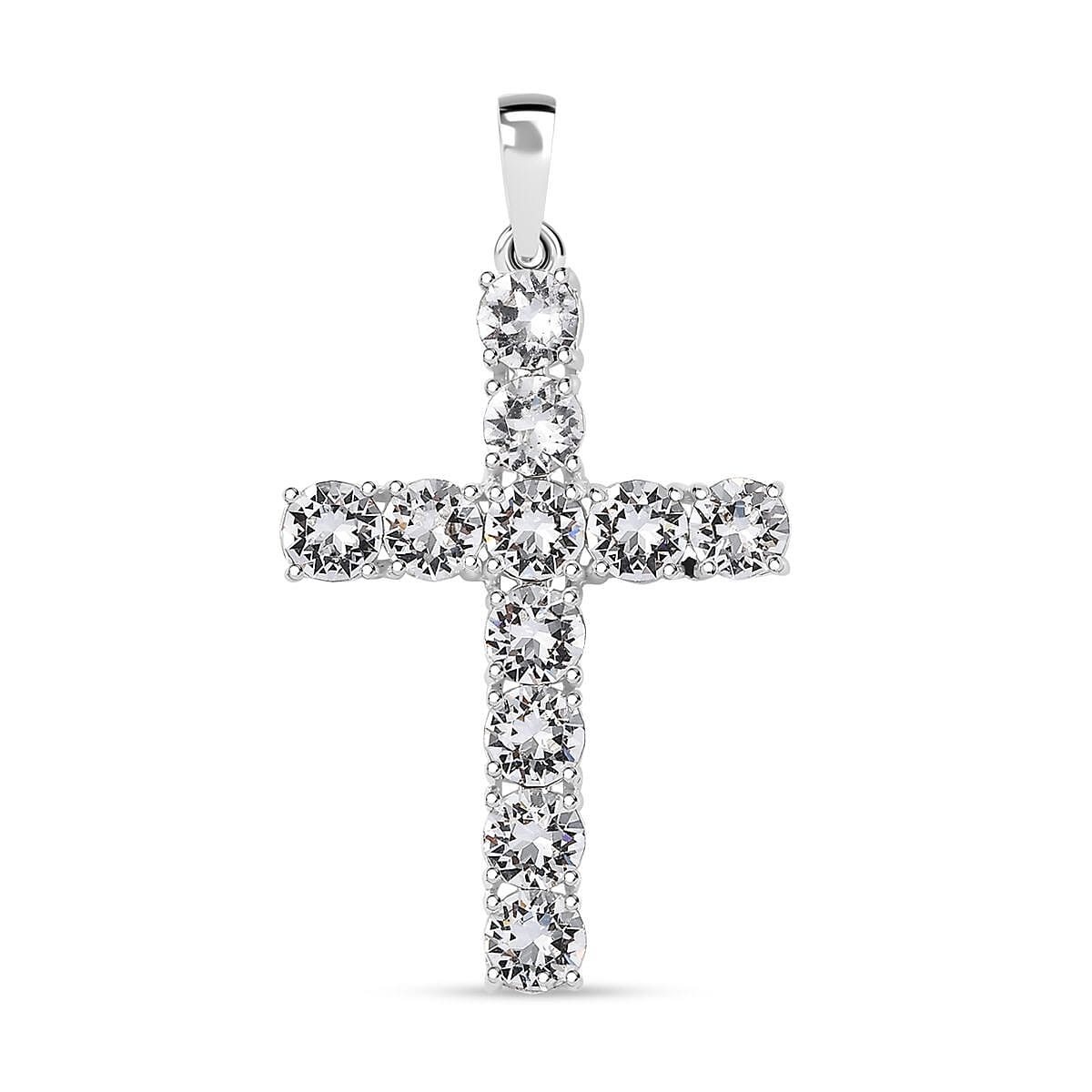 J Francis Embellished with Crystal by Swarovski Cross Pendant without Chain in Sterling Silver