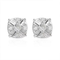 D'Joy Diamond Stud Earrings in Platinum Over Sterling Silver 0.15 ctw