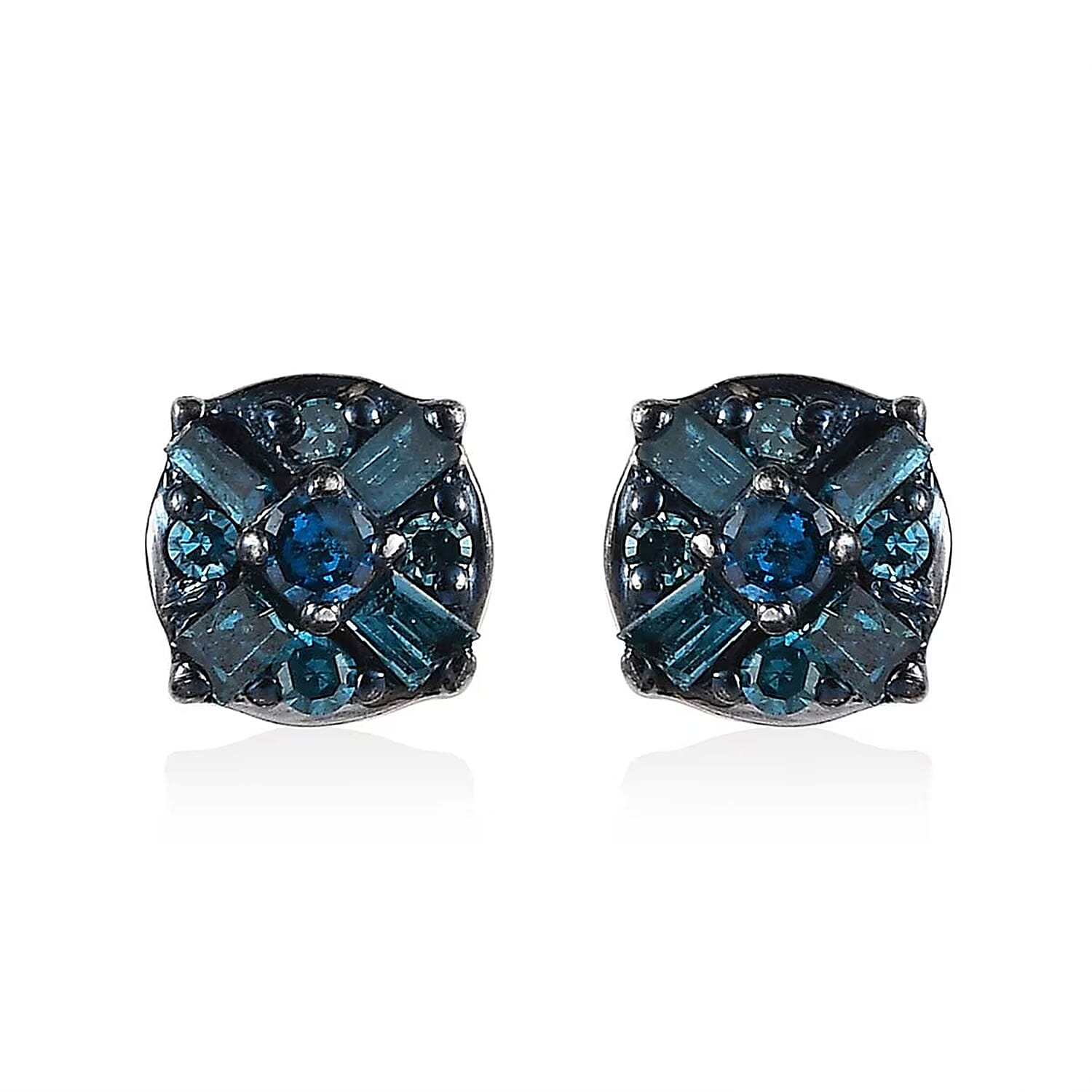 D'Joy Diamond Stud Earrings in Platinum Over Sterling Silver 0.15 ctw