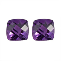 AAA Mashamba Amethyst Set of 2 (Cush 6x6 mm) 1.53 ctw Loose Gemstone