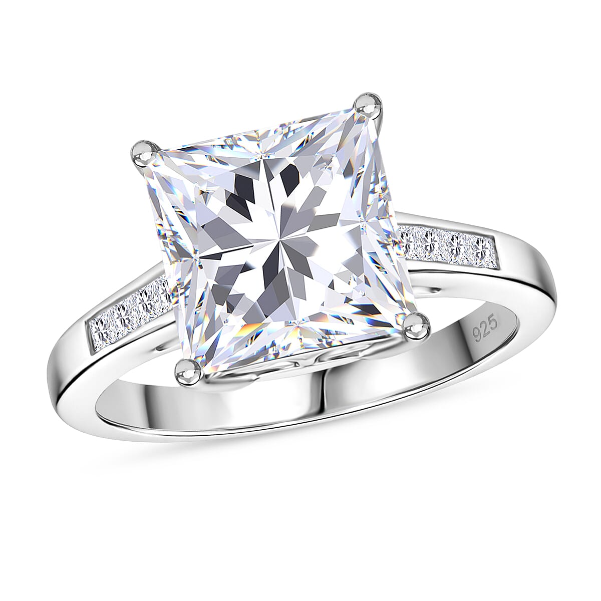 Lustro Stella Finest CZ 7.10 ctw Ring in Platinum Over Sterling Silver