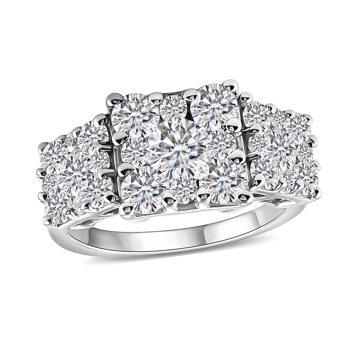 Lustro Stella Finest CZ 4.00 ctw Ring in Platinum Over Sterling Silver