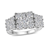 Lustro Stella Finest CZ 4.00 ctw Ring in Platinum Over Sterling Silver