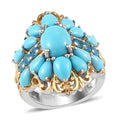 AMERICAN Natural Sleeping Beauty Turquoise, Malgache Neon Apatite Ring in Vermeil YG & Platinum Over Sterling Silver (Size 11.0) 5.30 ctw - Sticky add to cart bar