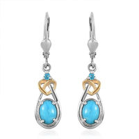 1.50 ctw Natural Arizona Sleeping Beauty Turquoise an d Malgache Neon Apatite Earrings in Vermeil YG & Platinum Over Sterling Silver