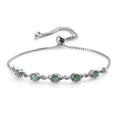 0.90 ctw Kagem Zambian Emerald Bolo Bracelet in Platinum Over Sterling Silver (10.50 In) - Sticky add to cart bar