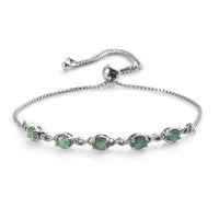 0.90 ctw Kagem Zambian Emerald Bolo Bracelet in Platinum Over Sterling Silver (10.50 In)