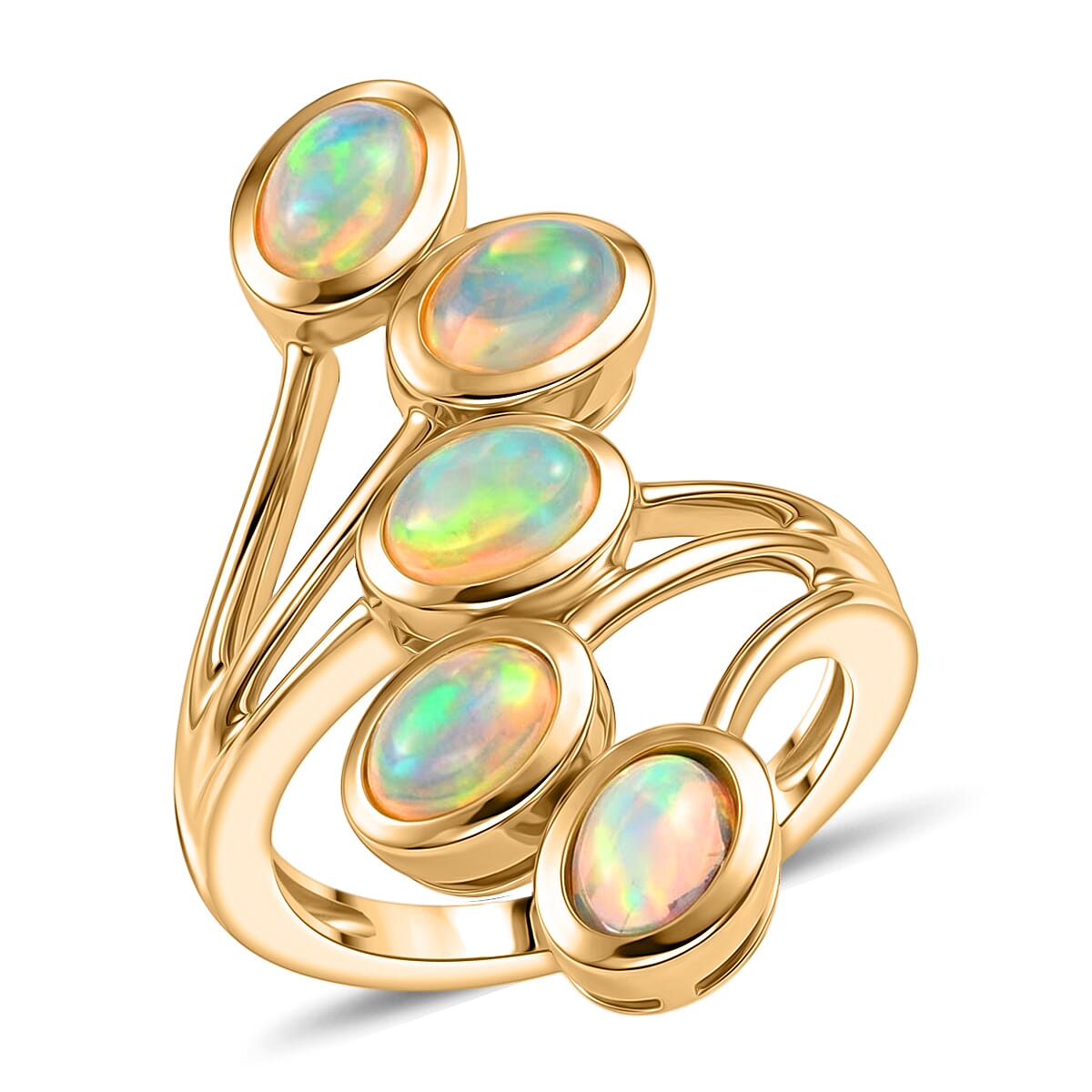 Ethiopian Welo Opal 1.60 ctw Ring in 14K YG Over Sterling Silver