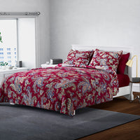 HOMESMART Burgundy Paisley Print 7pc Quilt and Sheet Set - Queen (100% Microfiber)