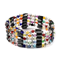 177.50 ctw Multi Wear Hematite, Simulated Pink Diamond Anklet or Bracelet or Necklace in Silvertone (9-12 Inches)