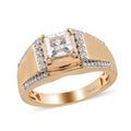 Asscher Cut Moissanite VS EF Men's Ring Vermeil Yellow Gold Over Sterling Silver (Size 14.0) 1.40 ctw - Sticky add to cart bar