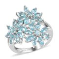 Betroka Blue Apatite Floral Ring in Platinum Over Sterling Silver (Size 10.0) 2.15 ctw - Sticky add to cart bar