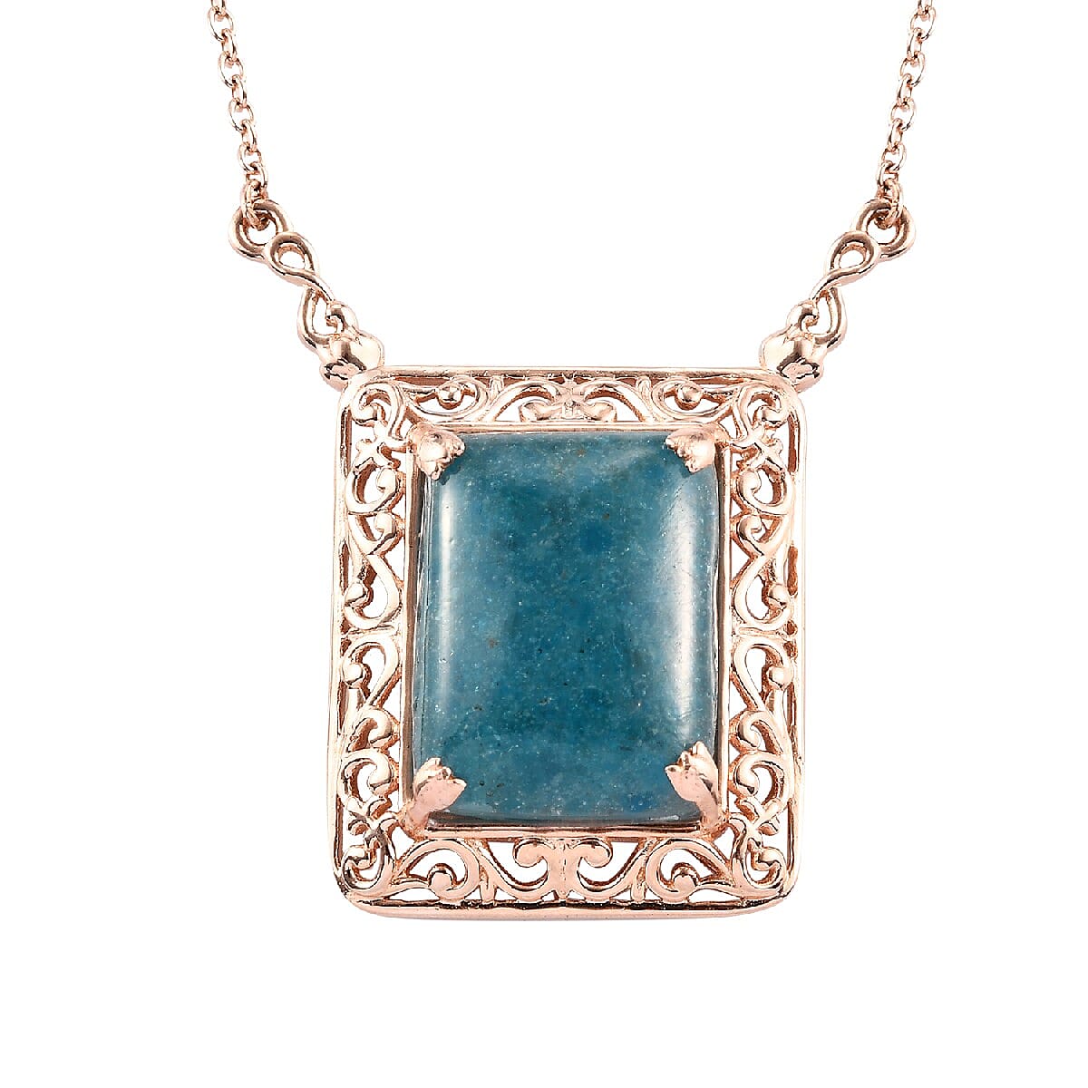 10.90 ctw Constituted Grandidierite Fancy Necklace 18 Inches in 14K RG Over Copper & ION Plated RG Stainless Steel (1)