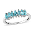 Madagascar Paraiba Apatite 7 Stone Ring in Platinum Over Sterling Silver (Size 6.0) 0.65 ctw - Sticky add to cart bar