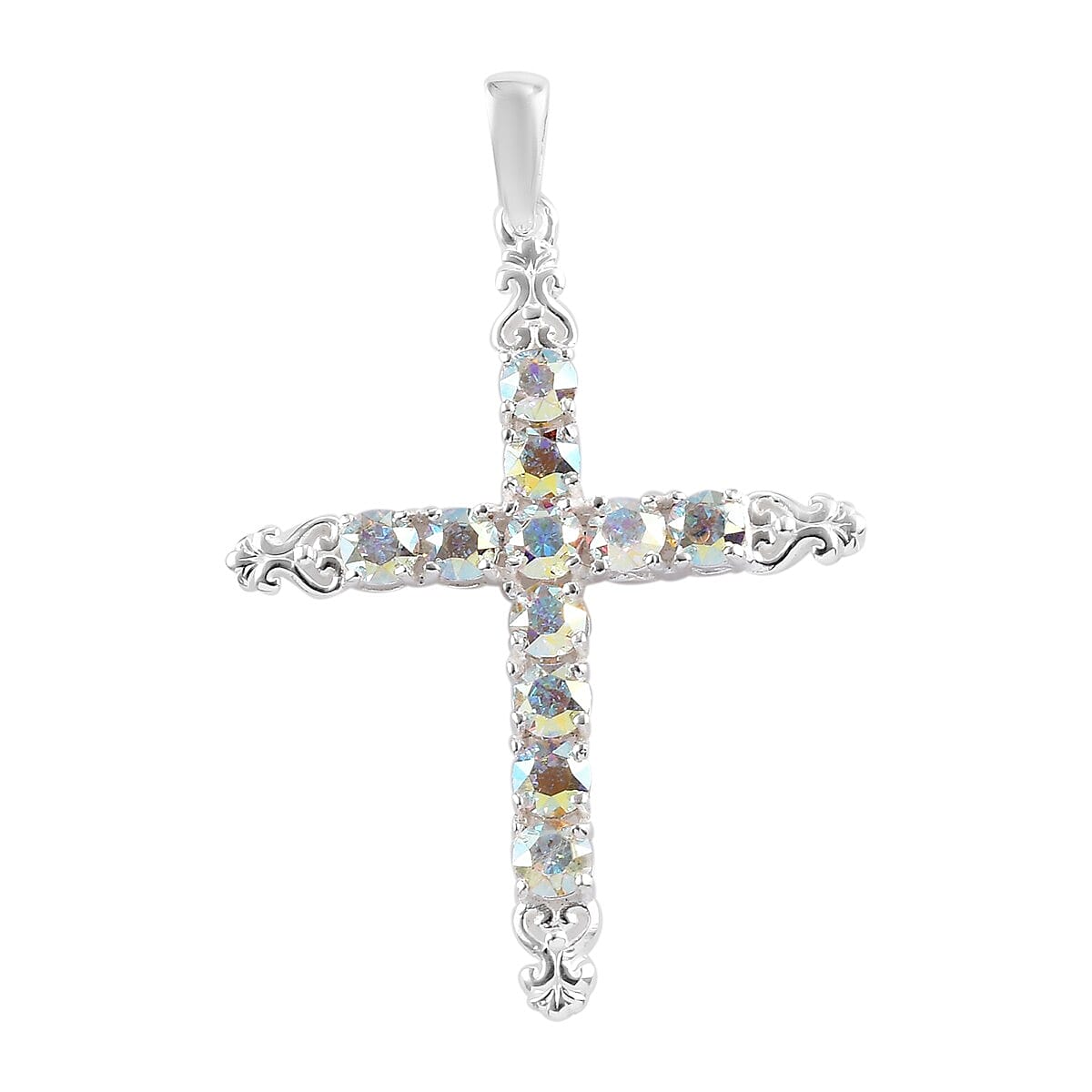 Jet Color Crystal Pendant in Sterling Silver