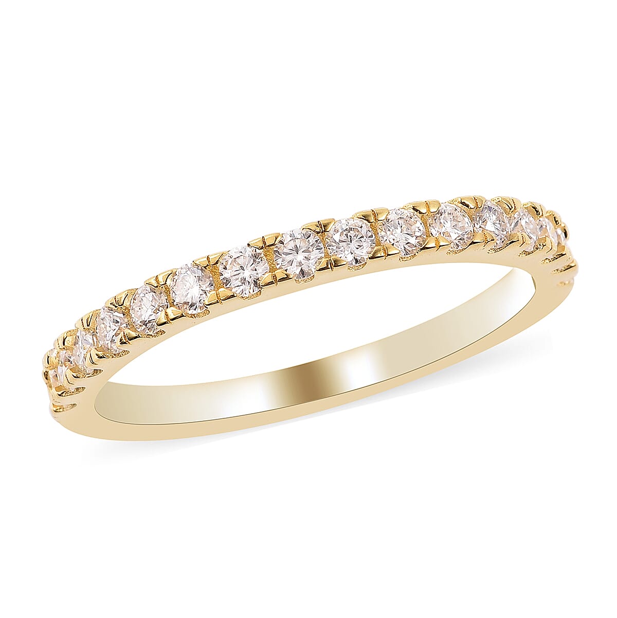 Moissanite VS EF Half Eternity Band Ring in Vermeil Yellow Gold Over Sterling Silver (Size 7.0) 0.50 ctw (1)