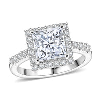 Lustro Stella Finest CZ 9.70 ctw Ring in Platinum Over Sterling Silver