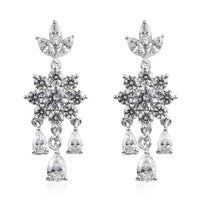 9.15 ctw Platinum Over Sterling Silver Dangling Earrings Made with Zirconia from Swarovski
