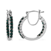 Emerald Crystal Inside Out Hoop Earrings in Platinum Over Bronze