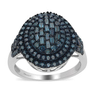 Natural Diamond Cocktail Ring in Platinum Over Sterling Silver 1.00 ctw