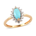 0.90 ctw Natural Arizona Sleeping Beauty Turquoise and Zircon Halo Ring in Vermeil YG Over Sterling Silver (Size 7.0) - Sticky add to cart bar