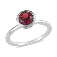 Mozambique Garnet Solitaire Ring in Platinum Over Sterling Silver 1.00 ctw