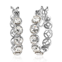 KARIS White Crystal Hoop Earrings in Platinum Bond