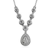 Finest CZ 3.72 ctw Necklace in Platinum Over Sterling Silver 18 Inches