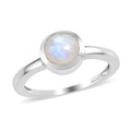 Kuisa Rainbow Moonstone Ring in Platinum Over Sterling Silver 1.00 ctw - Sticky add to cart bar