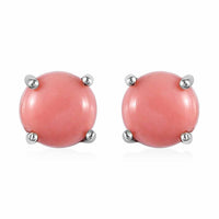 1.30 ctw Oregon Peach Opal Solitaire Stud Earrings in Platinum Over Sterling Silver