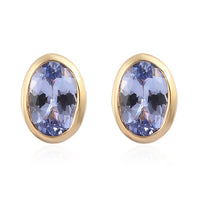 Tanzanite Solitaire Stud Earrings in Platinum Over Sterling Silver 0.90 ctw