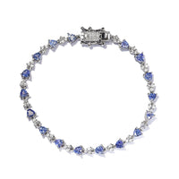 Tanzanite, Natural White Zircon Bracelet in Platinum Over Sterling Silver (7.25 In) (8.70 g) 4.80 ctw