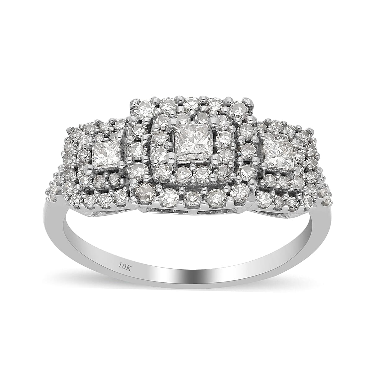 10K White Gold G-H I2 Diamond Ring (Size 6.0) 1.00 ctw