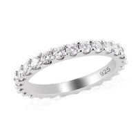 Moissanite Eternity Band Ring in Rhodium Over Sterling Silver (Size 5.0) 1.40 ctw