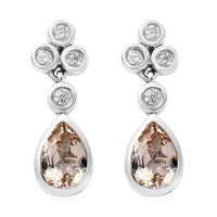 Marropino Morganite and Zircon Dangle Earrings in Platinum Over Sterling Silver 3.00 ctw