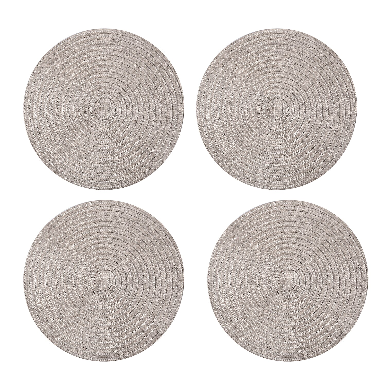 Set of 4 Beige Polypropylene and Polyester Placemat (14.9"x14.9")