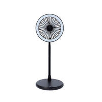 USB Desk Fan With LED Light & 3 Speed Option - Black (5V/1A 2W)