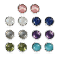 14.00 ctw Set of 7 Multi Gemstone Stud Earrings in Sterling Silver