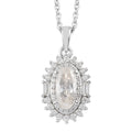 Moissanite VS EF Double Halo Pendant Necklace 20 Inches in Platinum Over Sterling Silver 2.60 ctw - Sticky add to cart bar