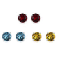 Multi Color Crystal Set of 3 Solitaire Stud Earrings in Sterling Silver - Sticky add to cart bar