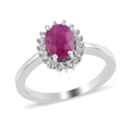 Royal Thai Ruby and Zircon Halo Ring in Platinum Over Sterling Silver (Size 8.0) 1.20 ctw - Sticky add to cart bar