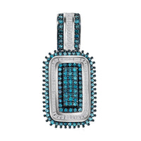 White Diamond, Blue Diamond Pendant in Platinum Over Sterling Silver 0.92 ctw