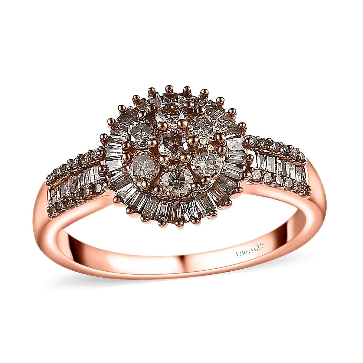 Natural Champagne Diamond Cluster Ring